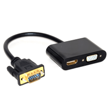 4-in-1 VGA+Audio+USB power to HDMI+VGA Adapter Converter  in HDMI&VGA Out Simultaneously 20cm Supply  Full HD 1080P